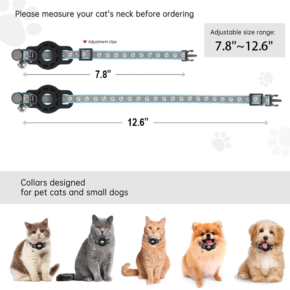 Collar para gatos compatible con AirTag con cascabeles y hebilla de seguridad, diseño anti extravío para gatos y gatitos.