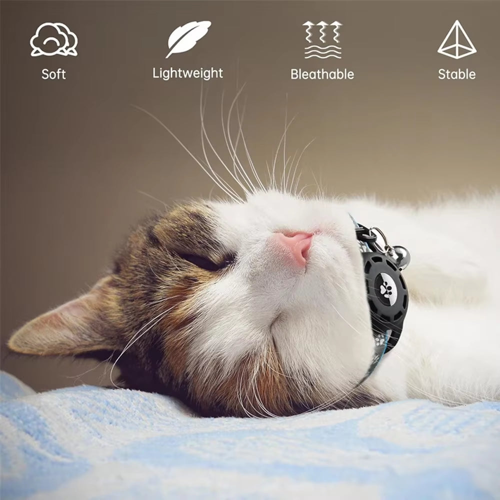 Collar para gatos compatible con AirTag con cascabeles y hebilla de seguridad, diseño anti extravío para gatos y gatitos.