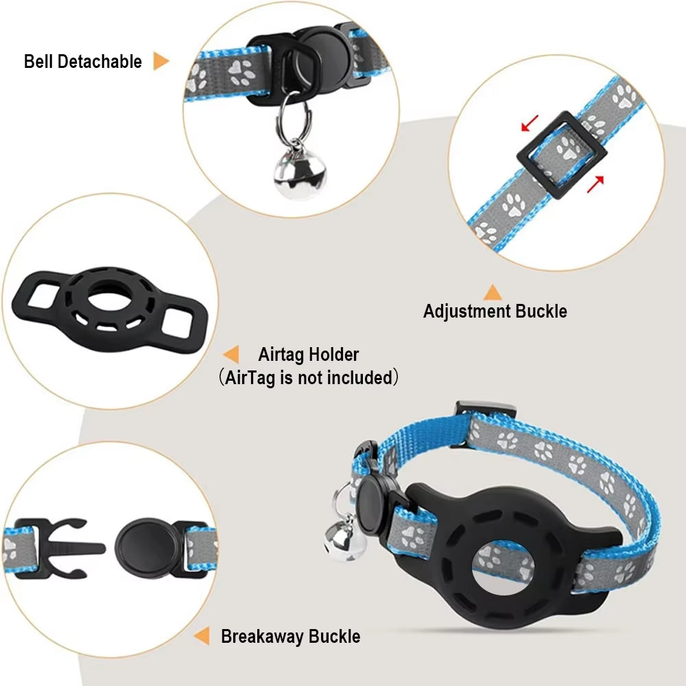 Collar para gatos compatible con AirTag con cascabeles y hebilla de seguridad, diseño anti extravío para gatos y gatitos.