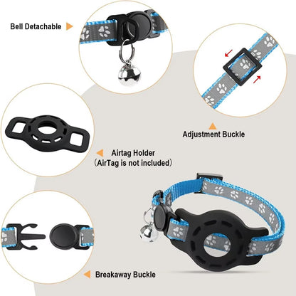 Collar para gatos compatible con AirTag con cascabeles y hebilla de seguridad, diseño anti extravío para gatos y gatitos.