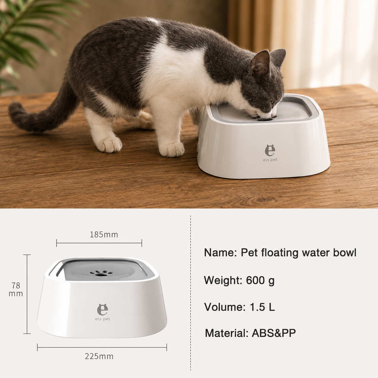 SplashGuard™ Floating Water Bowl – No-Spill, Non-Slip & Large Capacity
