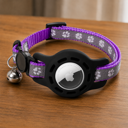 Collar para gatos compatible con AirTag con cascabeles y hebilla de seguridad, diseño anti extravío para gatos y gatitos.