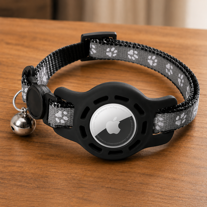 Collar para gatos compatible con AirTag con cascabeles y hebilla de seguridad, diseño anti extravío para gatos y gatitos.