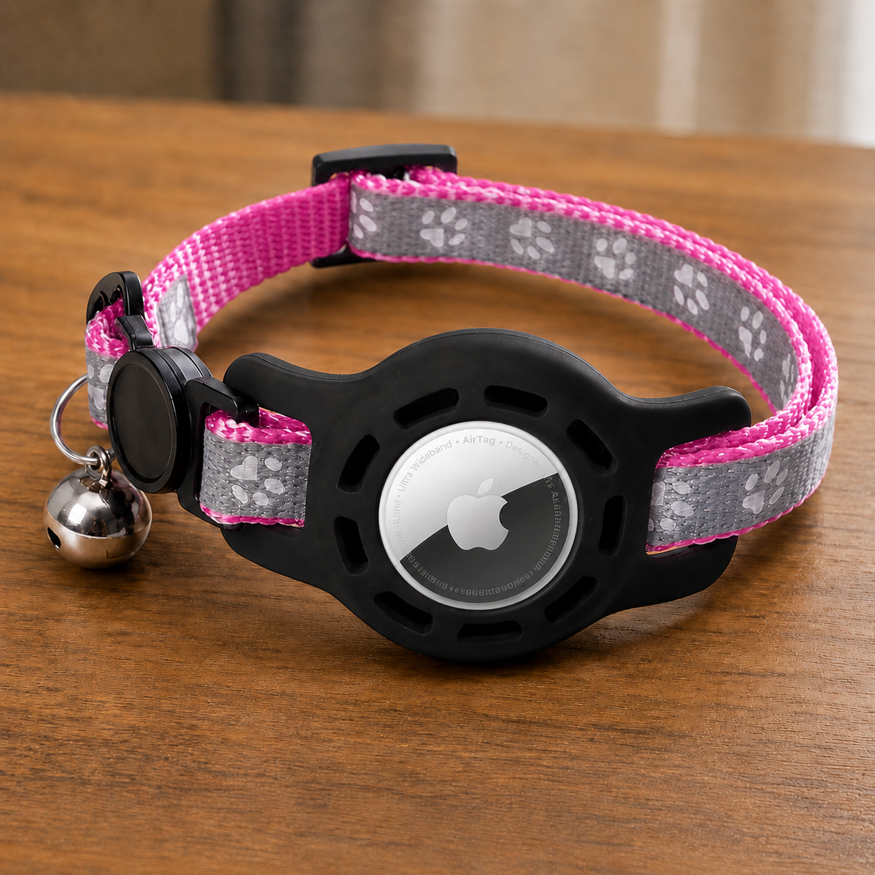 Collar para gatos compatible con AirTag con cascabeles y hebilla de seguridad, diseño anti extravío para gatos y gatitos.