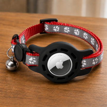 Collar para gatos compatible con AirTag con cascabeles y hebilla de seguridad, diseño anti extravío para gatos y gatitos.
