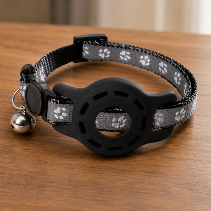 Collar para gatos compatible con AirTag con cascabeles y hebilla de seguridad, diseño anti extravío para gatos y gatitos.